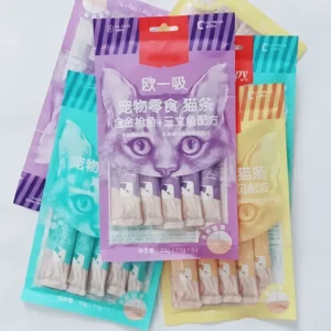 5X Pet Snacks Cat Strips, Young Cat Wet Food, Pack Cat Liquid Snacks, Pudding Tuna+Shrimp Salmon Formula, Mixed Flavor 70g/pack 1