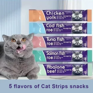 30 Strips Pet Snacks Cat Strips Young Cat Wet Food Pack Cat Liquid Snacks Nutrition Tuna Salmon Formula Mixed Flavor 16g/Strips 1